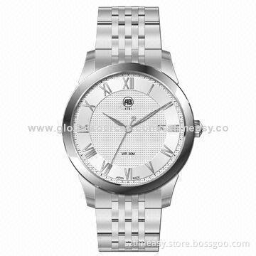 Business Men's Watch with Metal Case and Band, Japan Movement